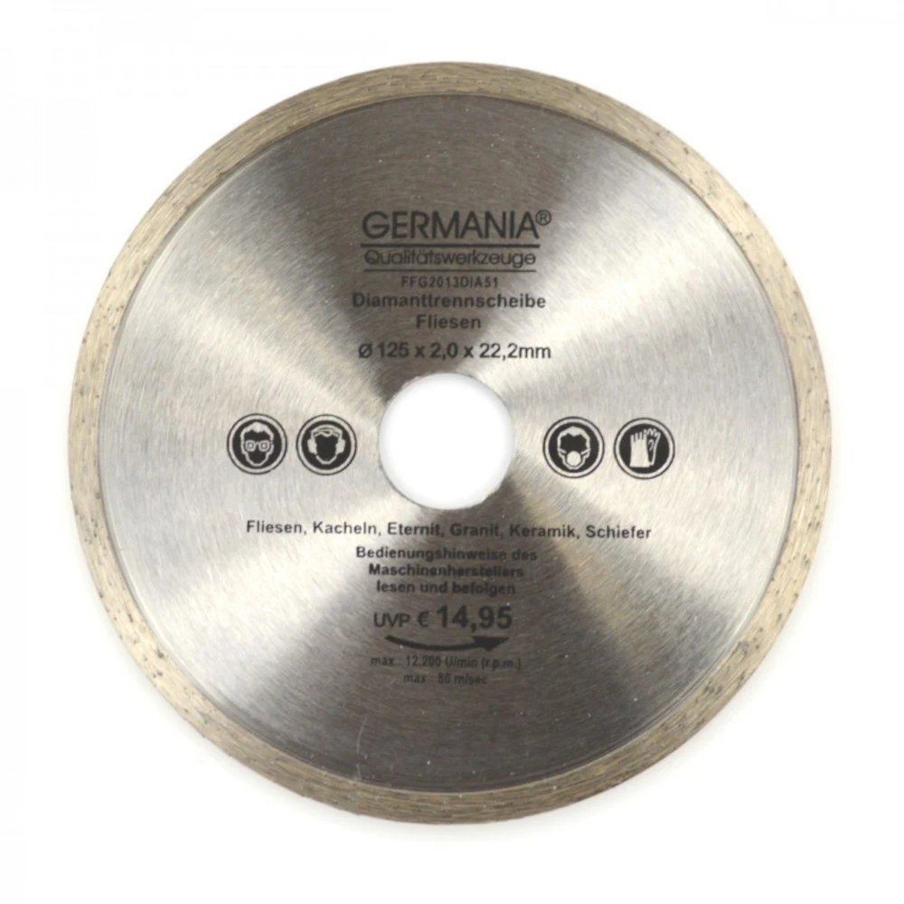 Diamanttrennscheibe 125x2,0x22,2mm Fliesen Kacheln Schiefer Eternit Trennscheibe