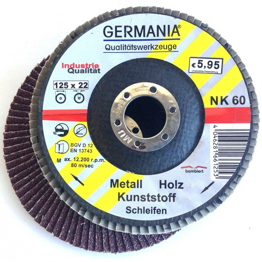Fächerscheibe 125x22,23 NK60 Bombiert Fächer Schleifscheibe Lamellenscheibe
