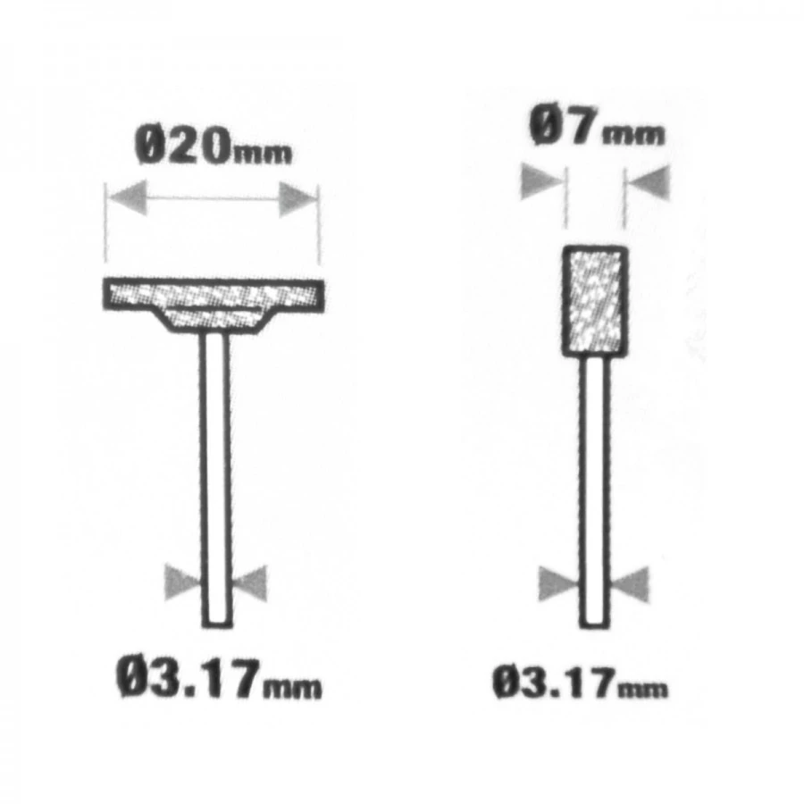 Schleifstein Set 2tlg. Ø3,17mm Aufnahme Silizium Schleifstifte Minischleifer - Image 2
